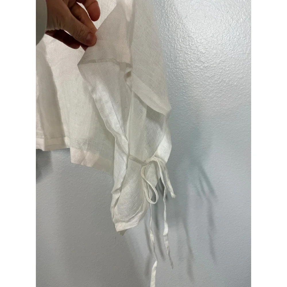 Eileen Fisher Organic Linen Gauze Poncho Boxy Fit Cropped Bateau Neck Small/Med - Picture 4 of 4